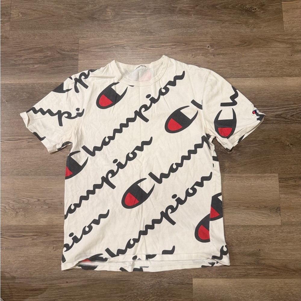 Champion Men's Cream Logo Tee